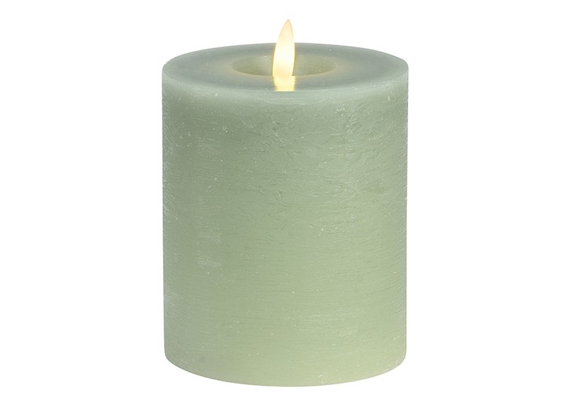 Candle LED sage, flickering light, exclusive 3xAA made of wax (W/H/D) 10x12x10cm