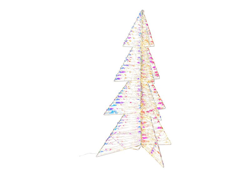 Verlichte kerstboom 720 LED met timer 6/18H, warm wit, IP44 adapter, 24V 6W gemaakt van iriserend wit plastic (B/H/D) 52x98x52cm