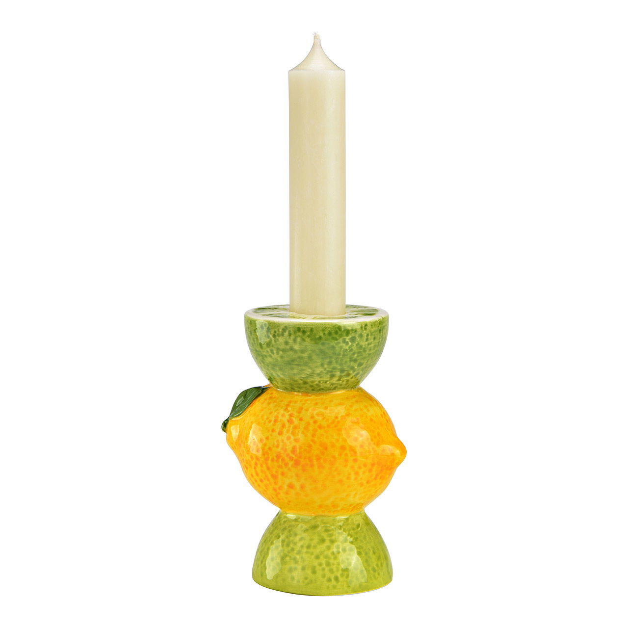 Candelero lima,limon de ceramica amarillo (A/A/P) 8x11x6cm