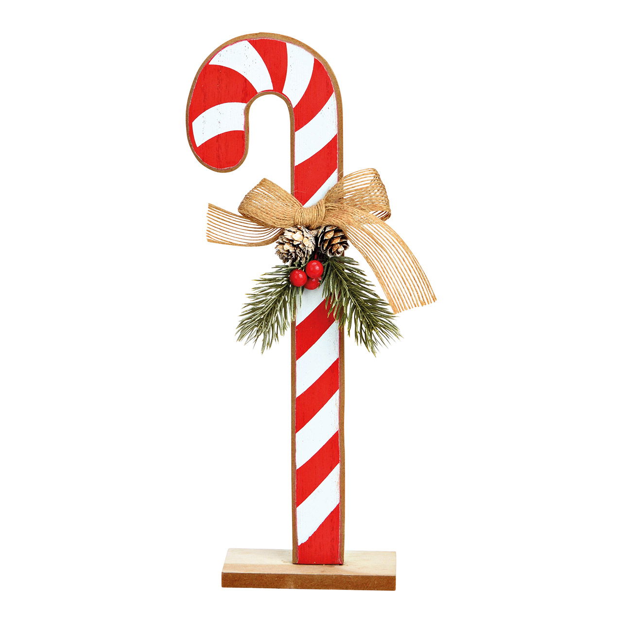 Candy cane stand de madera de álamo rojo, blanco (A/A/P) 10x31x5cm