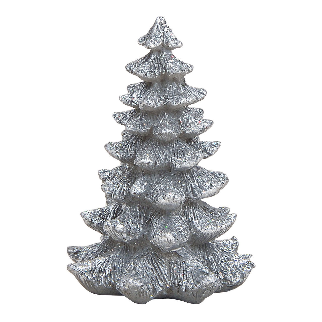 Tannenbaum aus Poly Silber (B/H/T) 8x12x8cm