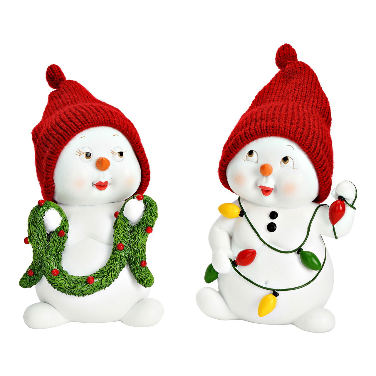 Schneemann mit Mütze aus Poly, 2-fach, Weiß/Rot (B/H/T) 10x15x10cm Schneemann mit Mütze aus Poly, 2-fach, Weiß/Rot (B/H/T) 10x15x10cm