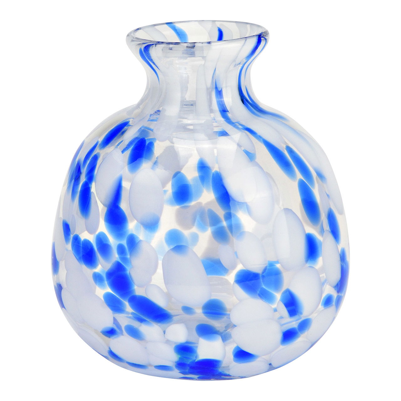 Vase Dots Decor made of glass Transparent/blue/white(W/H/D) 9x11x9cm