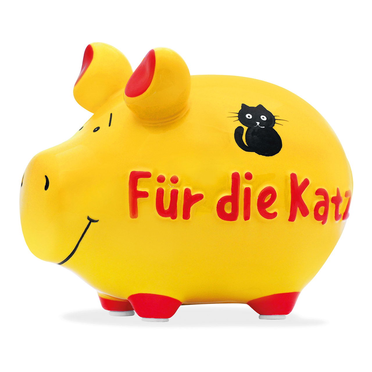 Spardose KCG Kleinschwein, Für die Katz aus Keramik Gelb (B/H/T) 12,5x9x9cm