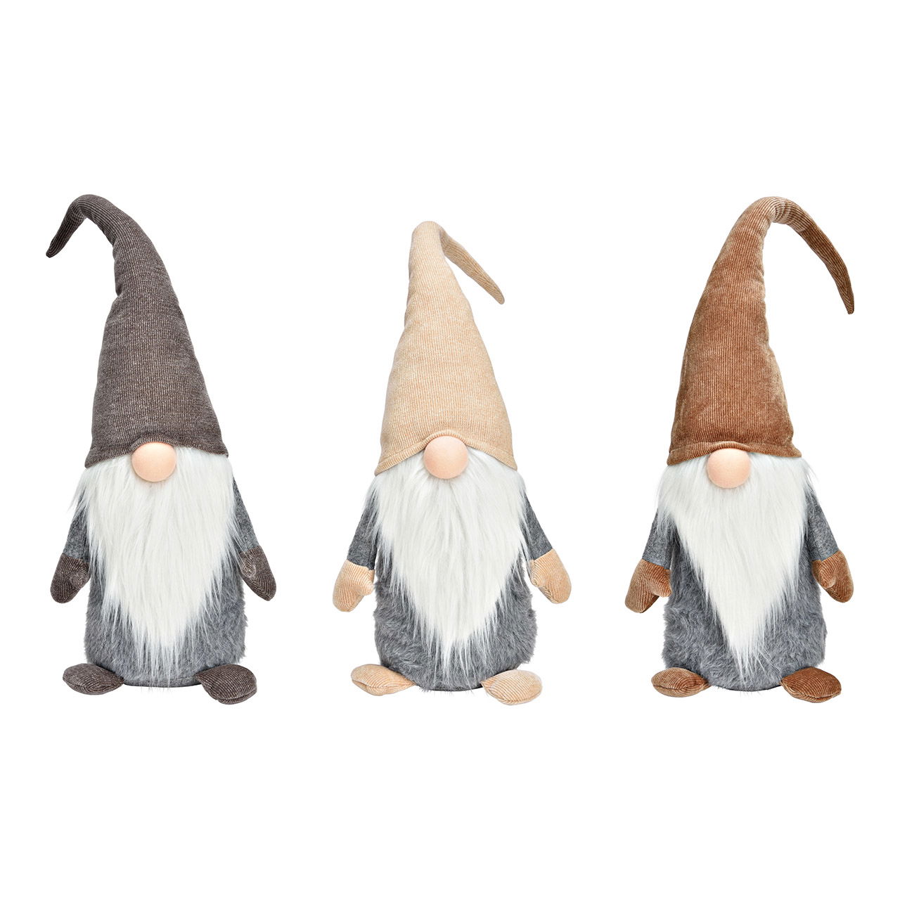 Gnome made of textile brown, beige, gray 3-fold, (W/H/D) 20x72x16cm