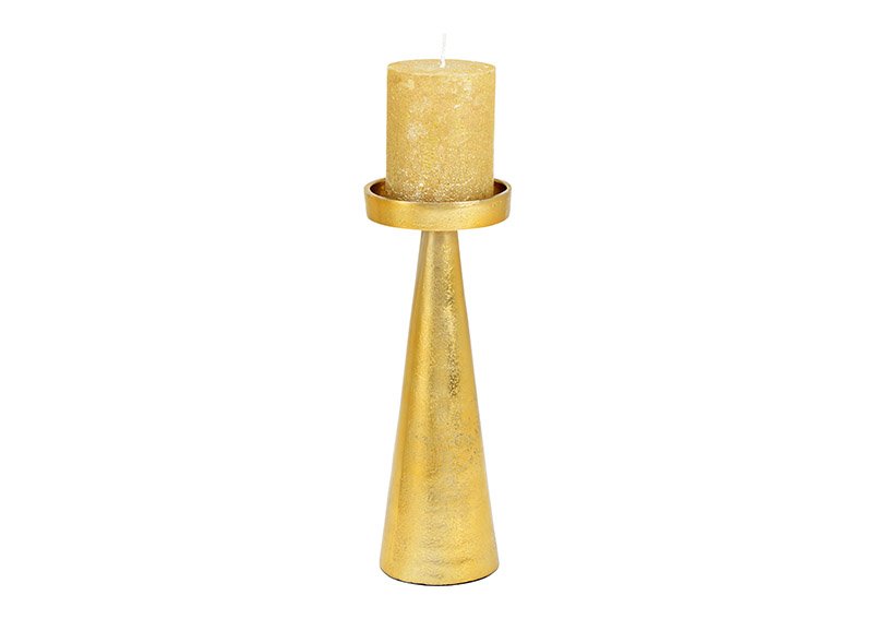 Metal candle holder gold (W/H/D) 9x25x9cm