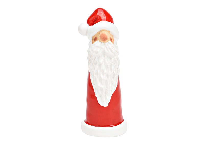 Père Noël en céramique rouge, blanc (L/H/P) 6x17x6cm