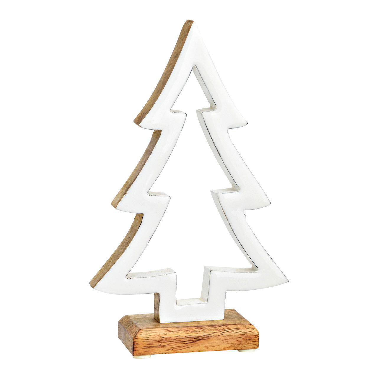 Albero di Natale in legno di mango bianco (L/H/D) 14x22x5cm