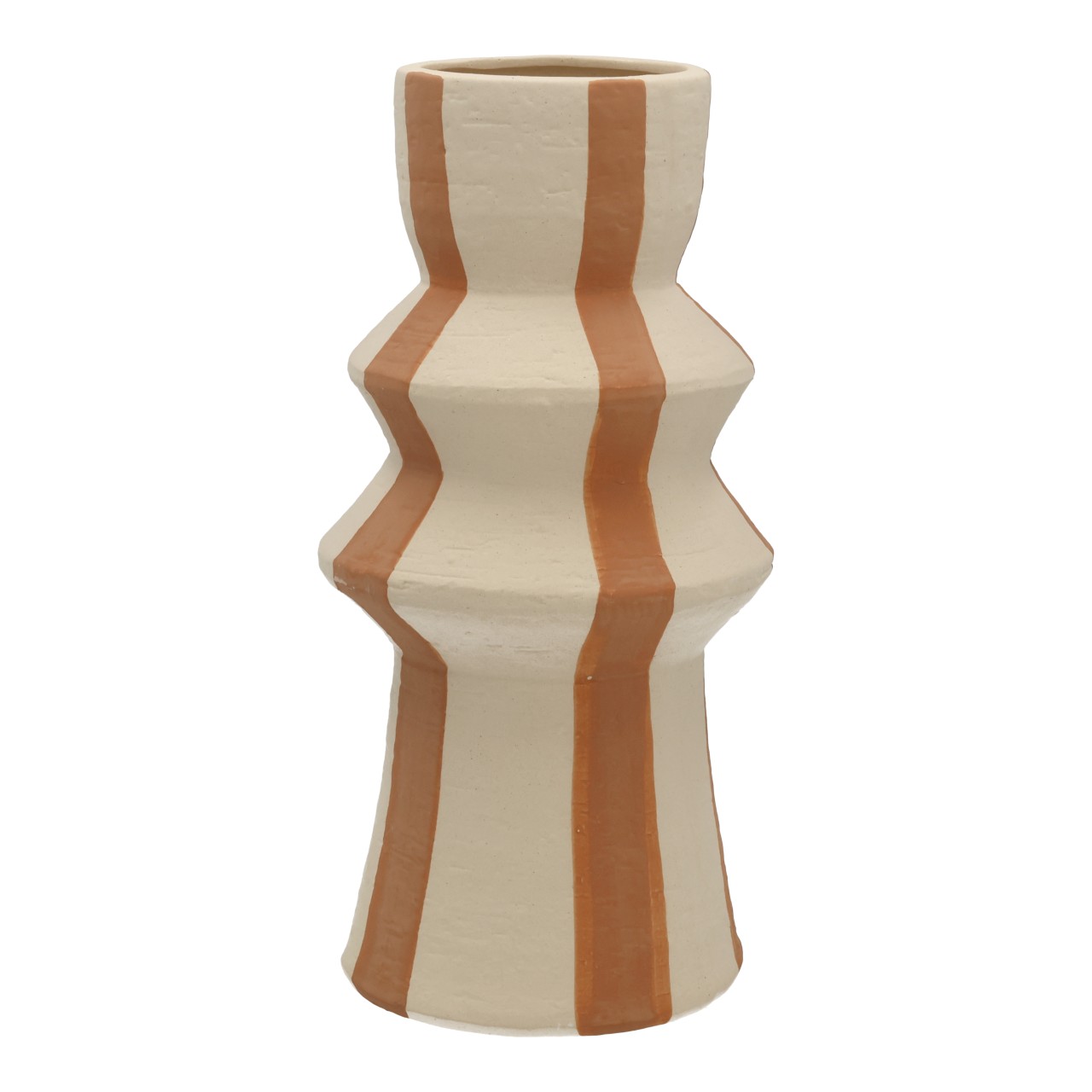 Vaso a righe in ceramica beige (L/A/P) 13x27x13 cm Vase, Keramik, Gestreift, Creme, Terrakotta