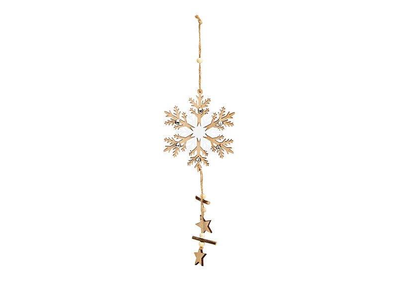 Christmas hanger snowflake wood natural (W/H/D) 14x30x14cm
