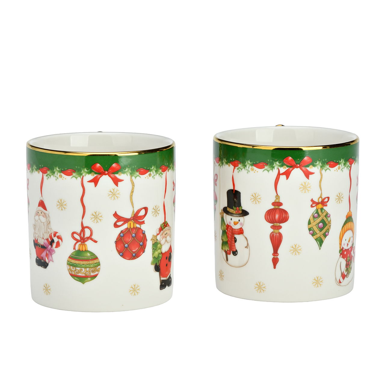 Becher Weihnachts Dekor aus Porzellan Bunt 2-fach sortiert (B/H/T) 12x9x8cm 350ml Pokal, Kunst, Porzellan, Töpferei