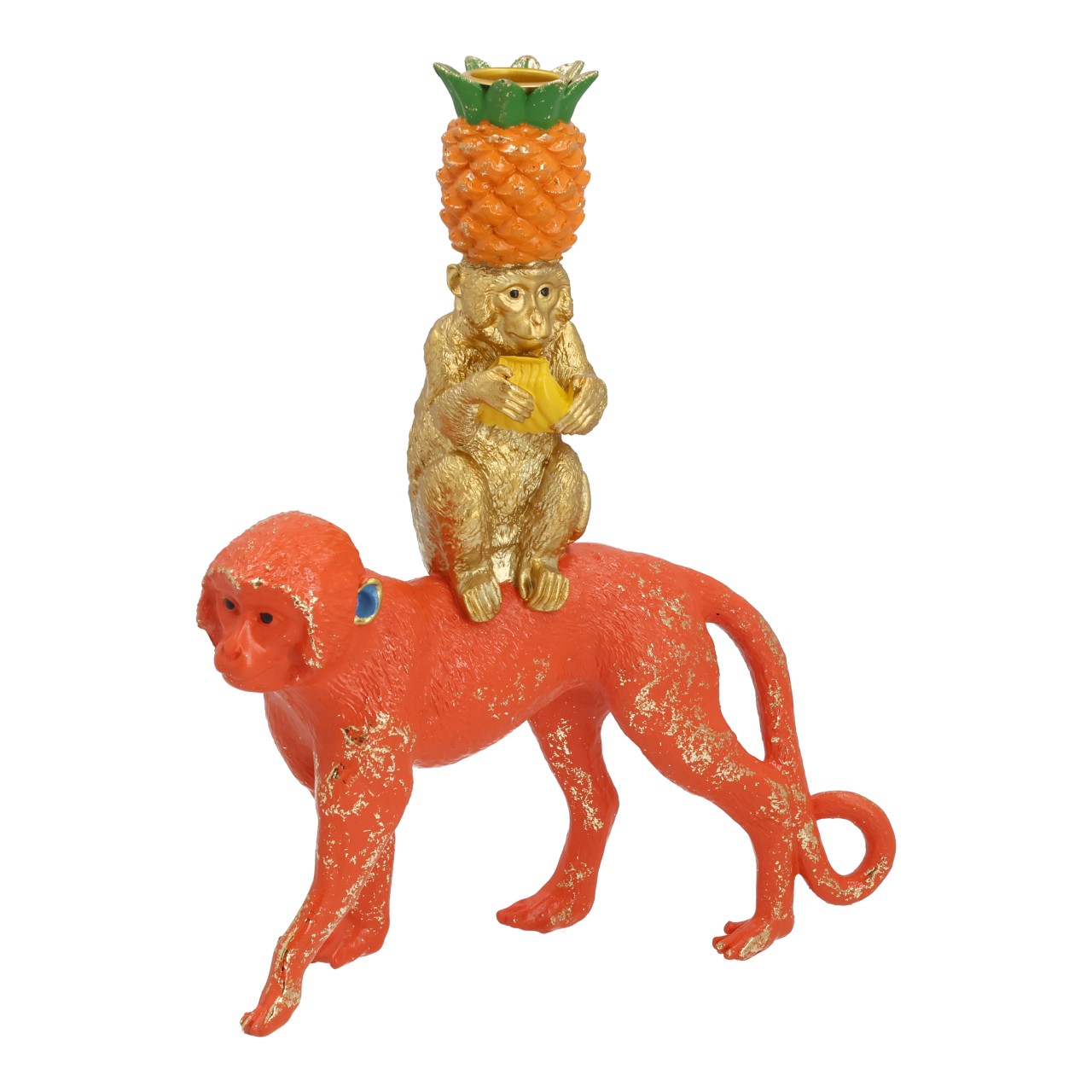Kerzenhalter Affen aus Poly Orange (B/H/T) 20x25x6cm Tierfigur, Monkey, Pineapple, Figur, Dekoration