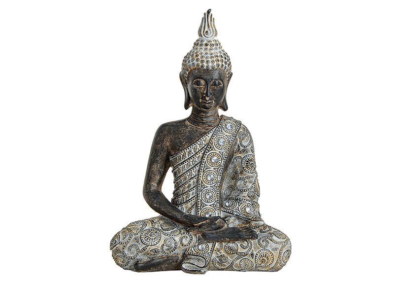 Buddha aus Poly, B23 x T13 x H33 cm