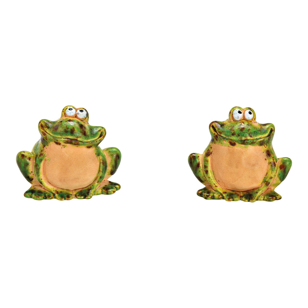 Frosch aus Keramik grün 2-fach, (B/H/T) 10x8x6cm Amphibie, Tier, Frosch, Tierwelt