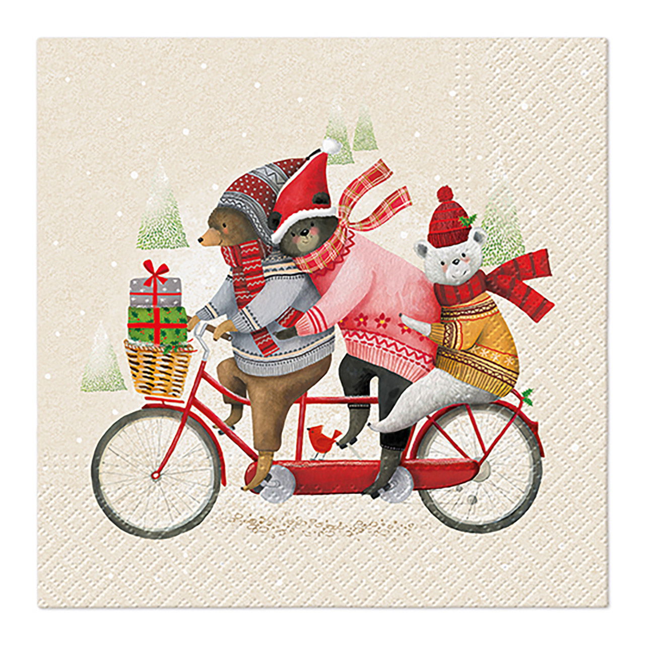 Servilleta de papel/cartón con decoración navideña de osos, 3 capas, paquete de 20, colorido (ancho/alto) 33x33cm Servilleta de papel/cartón con decoración navideña de osos, 3 capas, paquete de 20, colorido (ancho/alto) 33x33cm