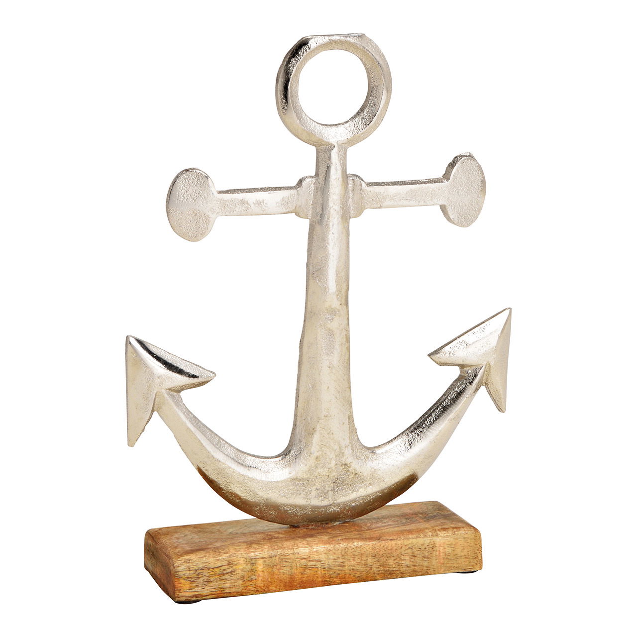 Soporte de ancla en madera de mango Base de metal plateado (An/Al/Fo) 20x27x5cm Soporte de ancla en madera de mango Base de metal plateado (An/Al/Fo) 20x27x5cm