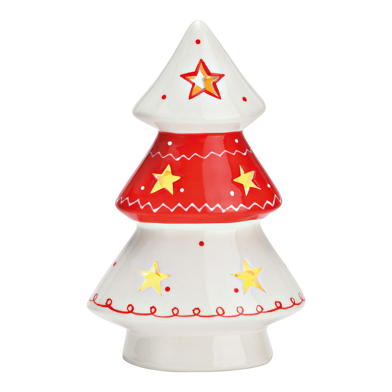 Sapin avec LED, exclus 2xLR44 en céramique rouge (L/H/P) 13x18x9cm