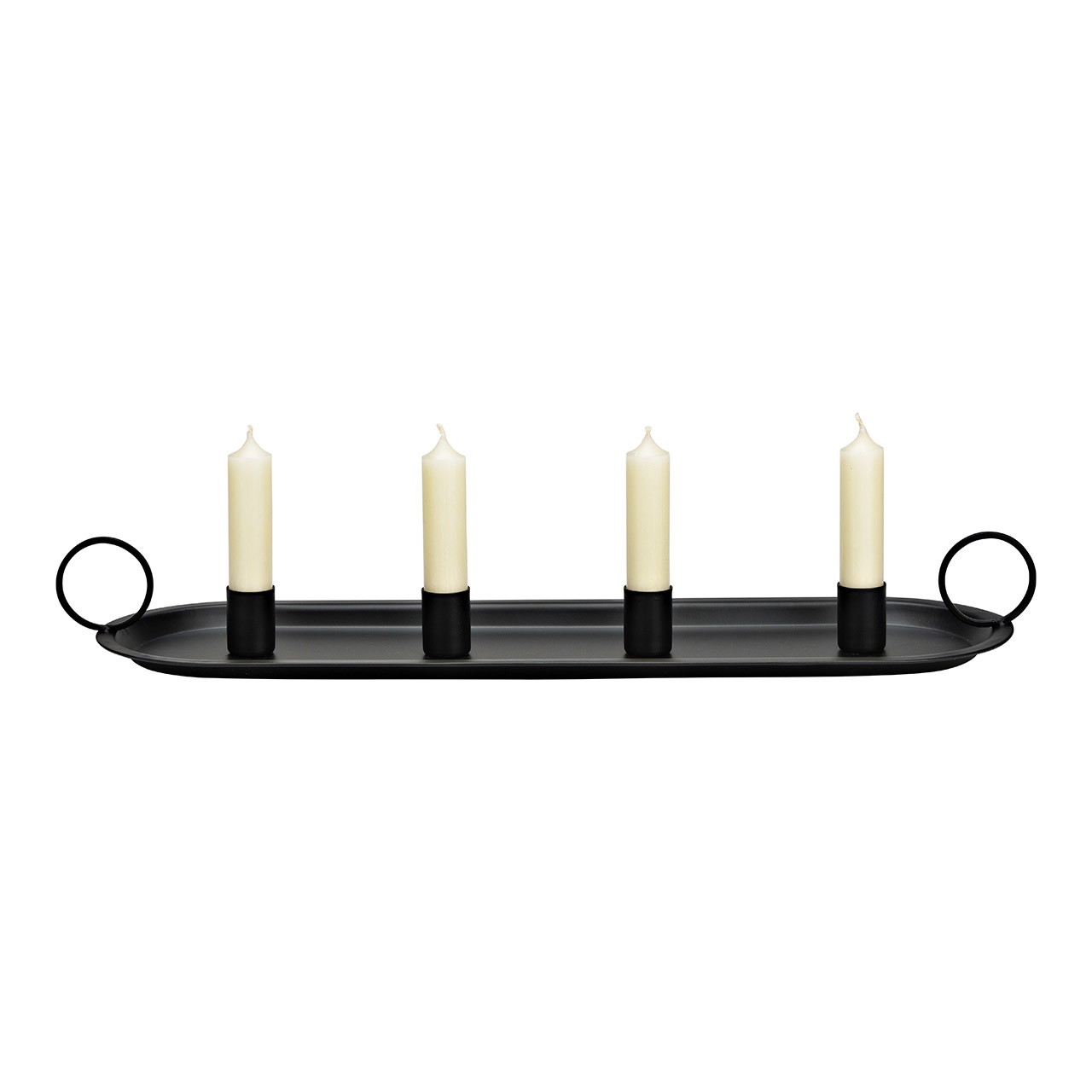 Advent arrangement, metal candle holder, black (W/H/D) 49x6x14cm Advent arrangement, metal candle holder, black (W/H/D) 49x6x14cm