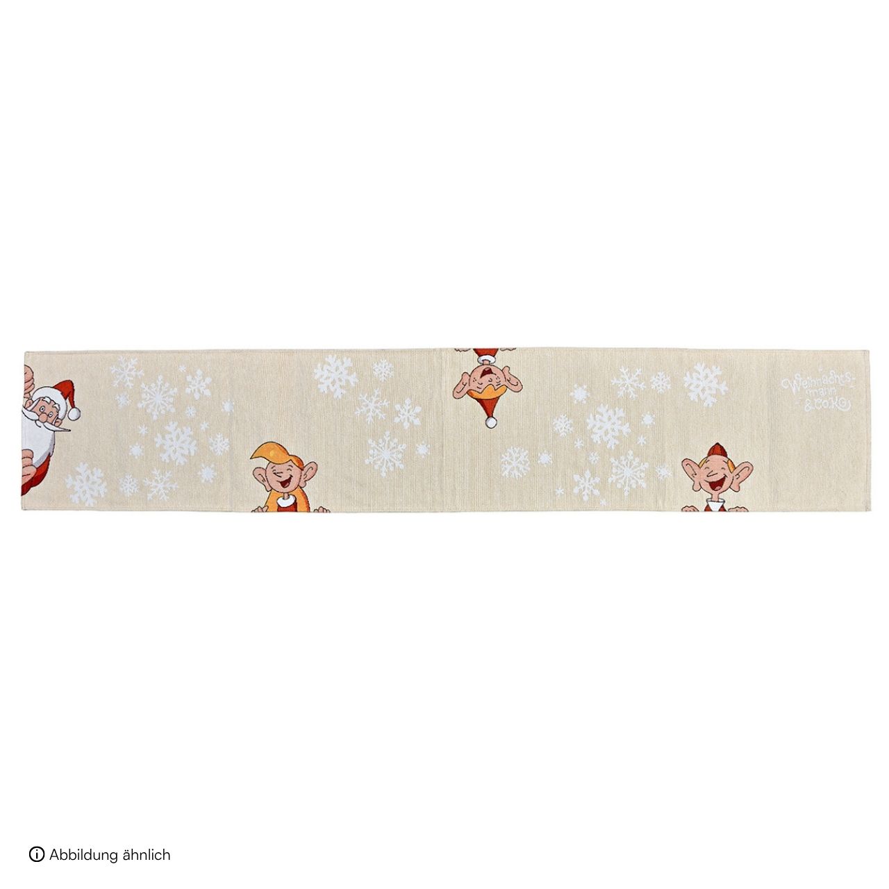 Weihnachtsmann & Co. KG Tischläufer aus Textil, Beige/Rot (B/H/T) 33x183x0.2cm Tuch, Weihnachtsdeko, Santa, Engel, Motiv