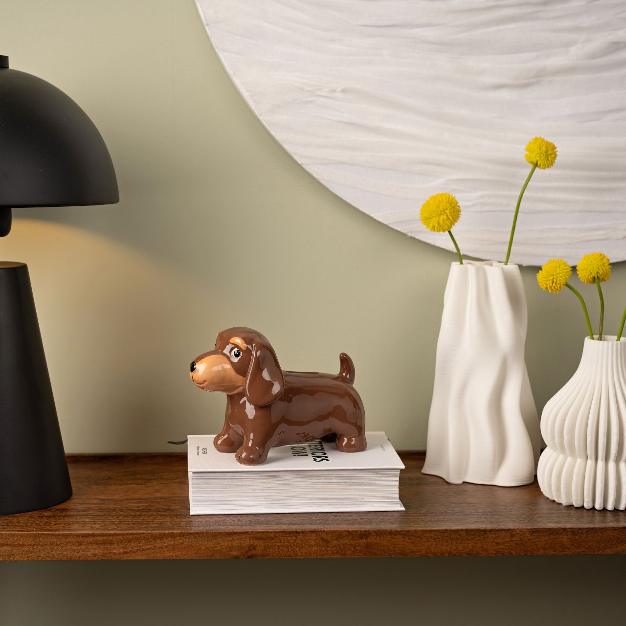 Spardose Hund Dackel aus Keramik, Braun (B/H/T) 18x13x9cm Spardose Hund Dackel aus Keramik, Braun (B/H/T) 18x13x9cm