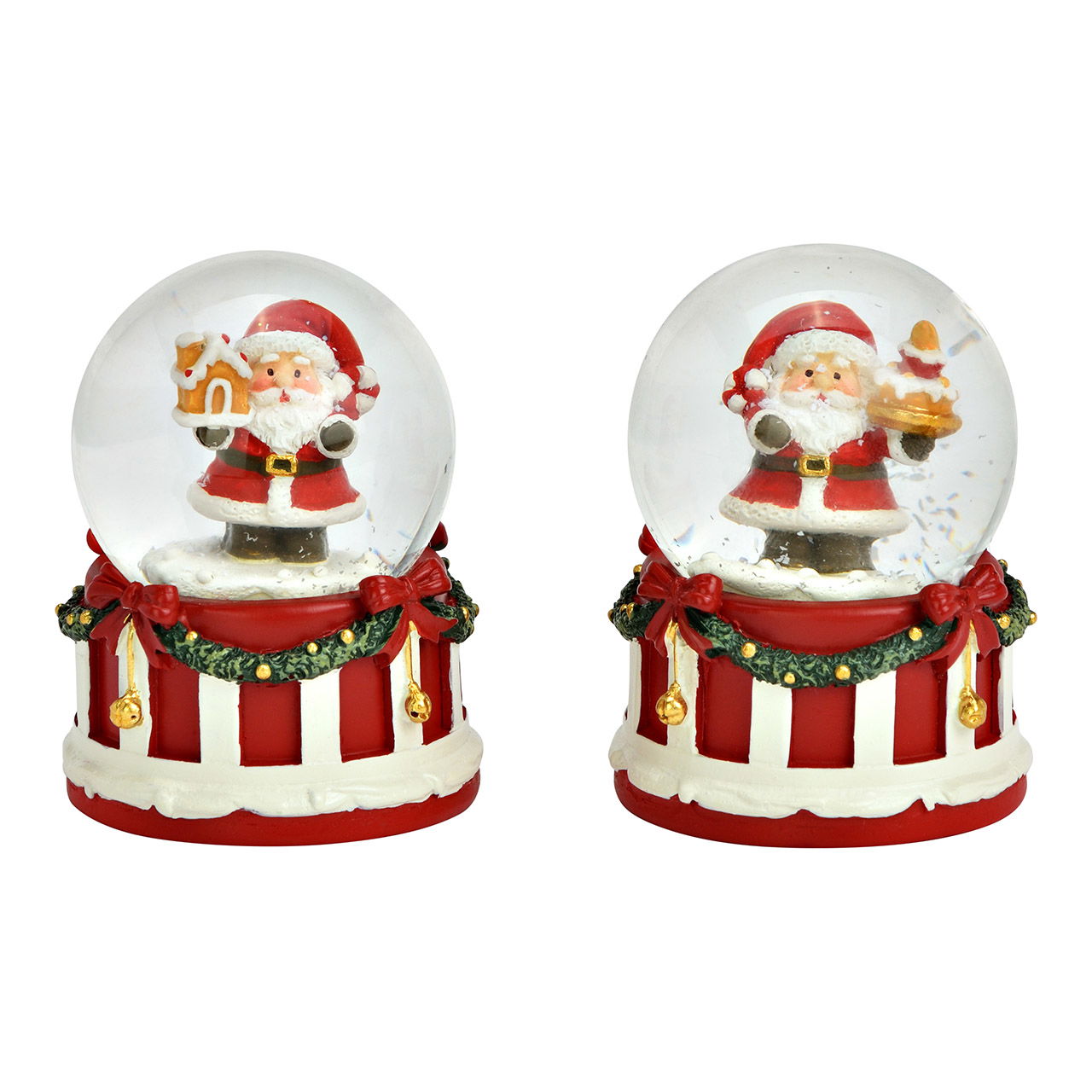 Sneeuwbol kerstman kerstmotief van glas/poly, 2-voudig, (B/H/D) 5x6x5cm