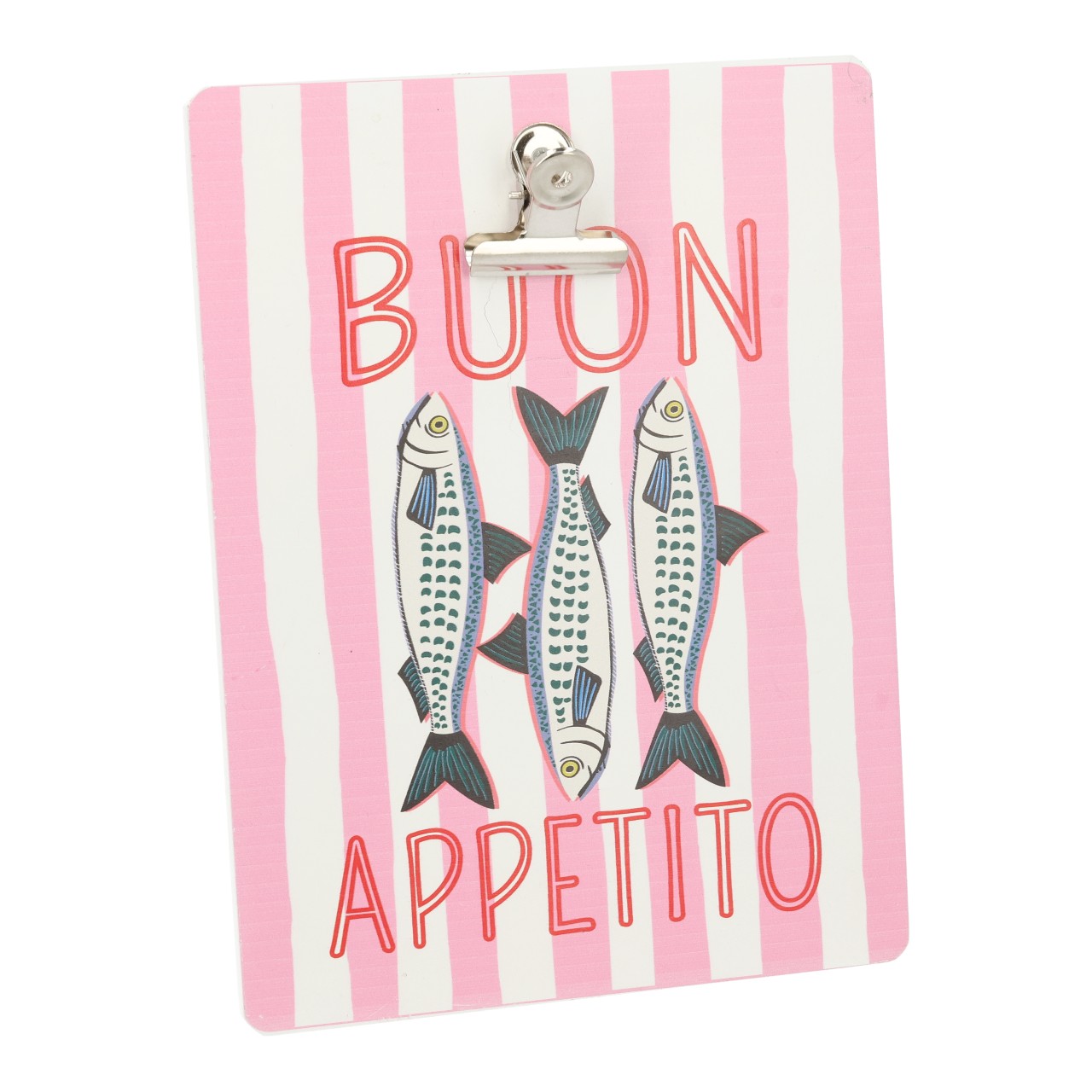 Kartenanhänger, Fischmotiv, Pink gestreift, Drei Fische, Vintage-Stil