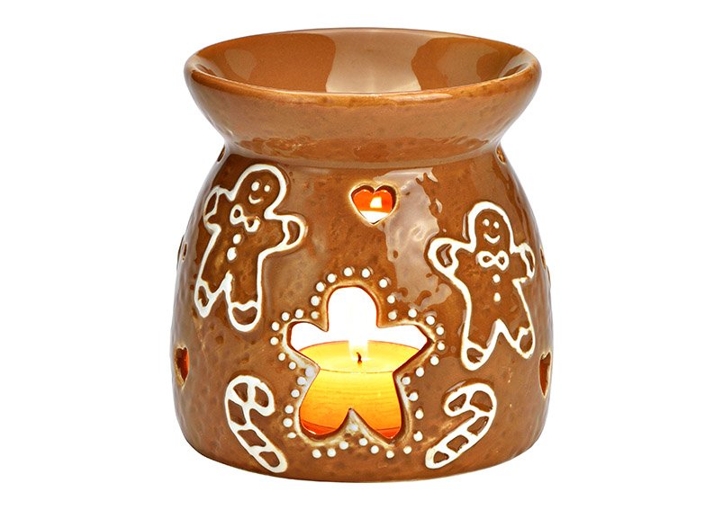 Scent lamp gingerbread figure decor made of ceramic brown (W/H/D) 10x11x10cm