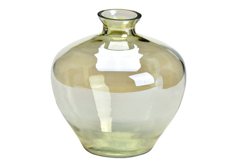 Vaso di vetro verde (c/h/d) 14x15x14cm