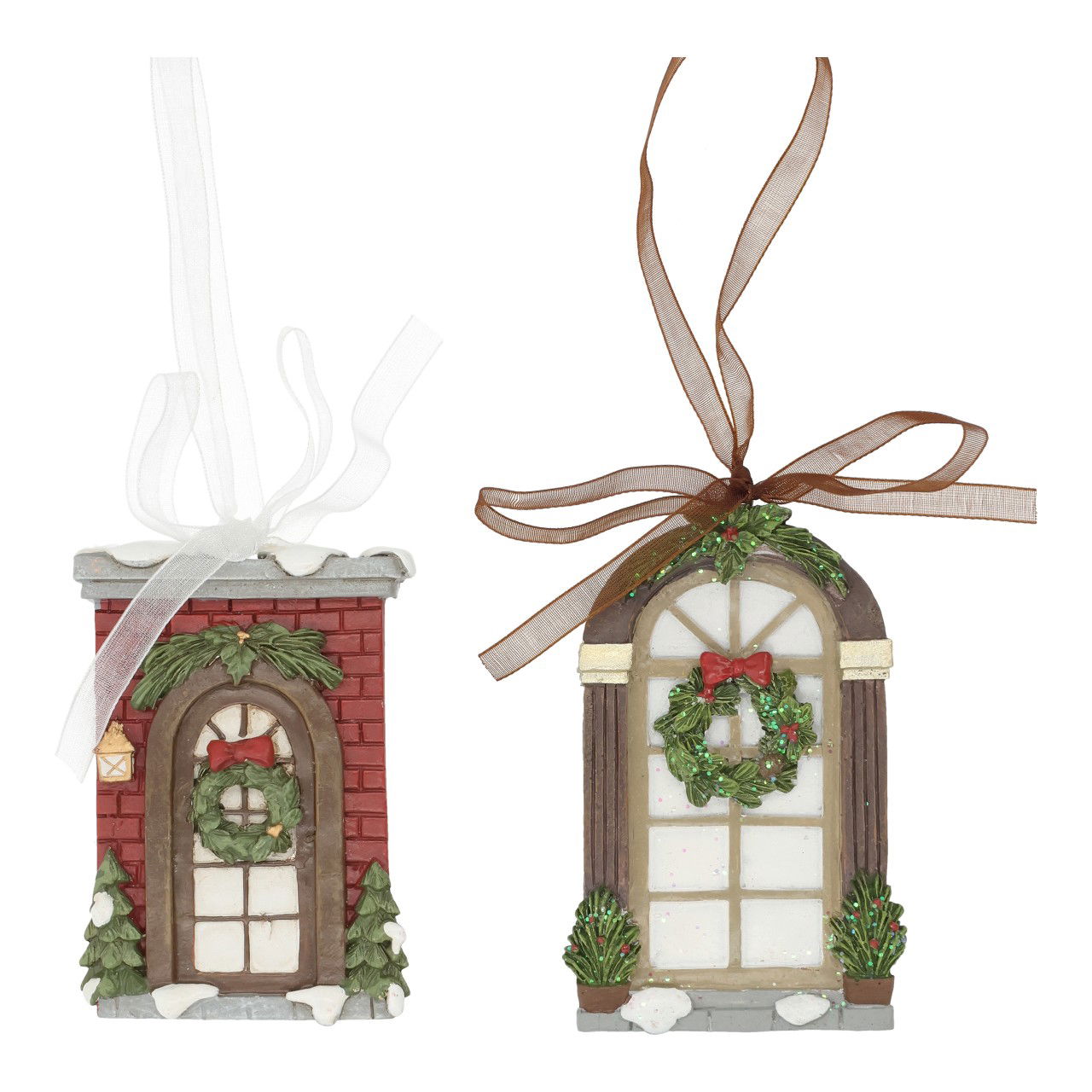 Weihnachtsanhänger Weihnachtstür aus Poly Rot 2-fach sortiert (B/H/T) 5x9x1cm Pflanze