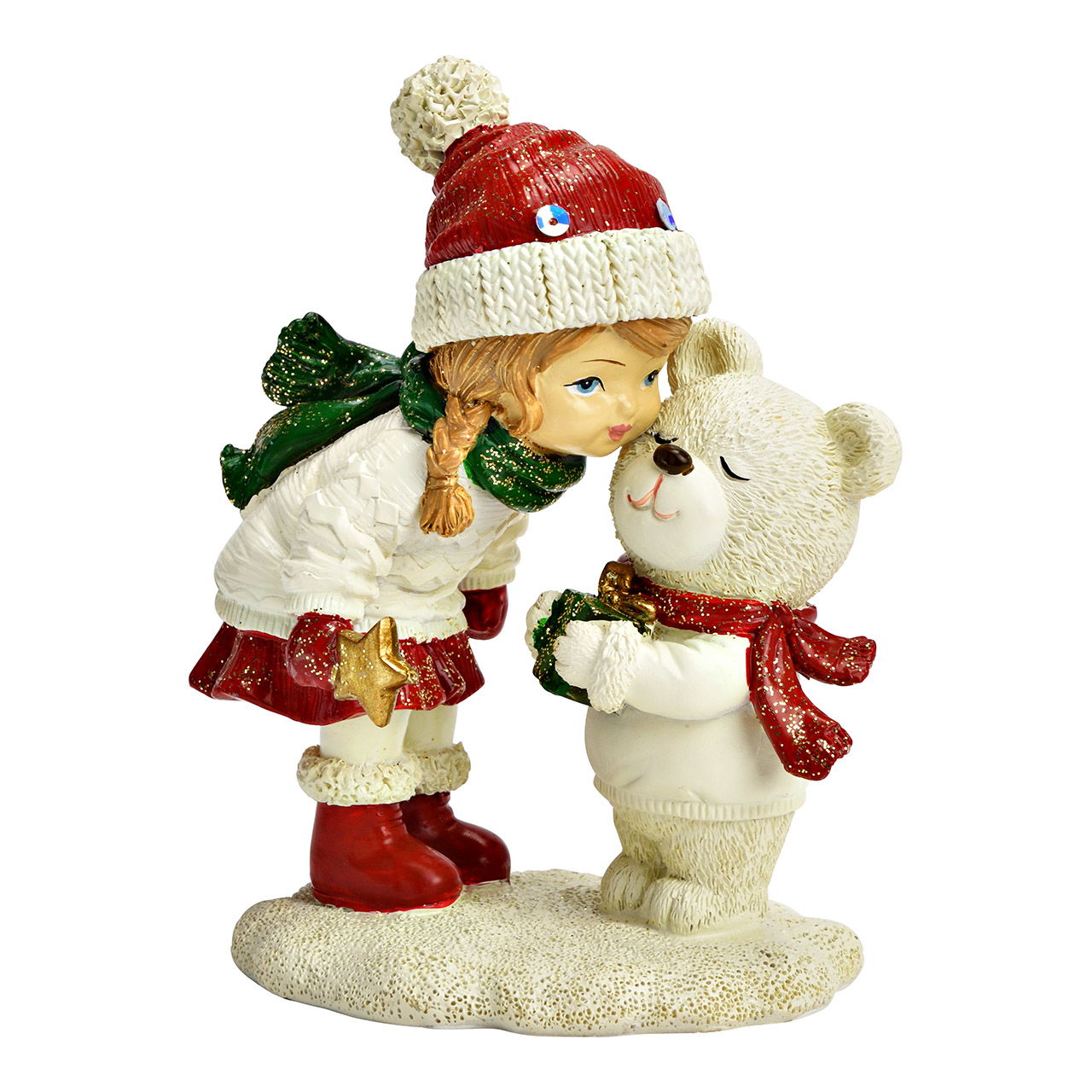 Figur Kind und Bär aus Poly, Bunt (B/H/T) 9x12x6cm