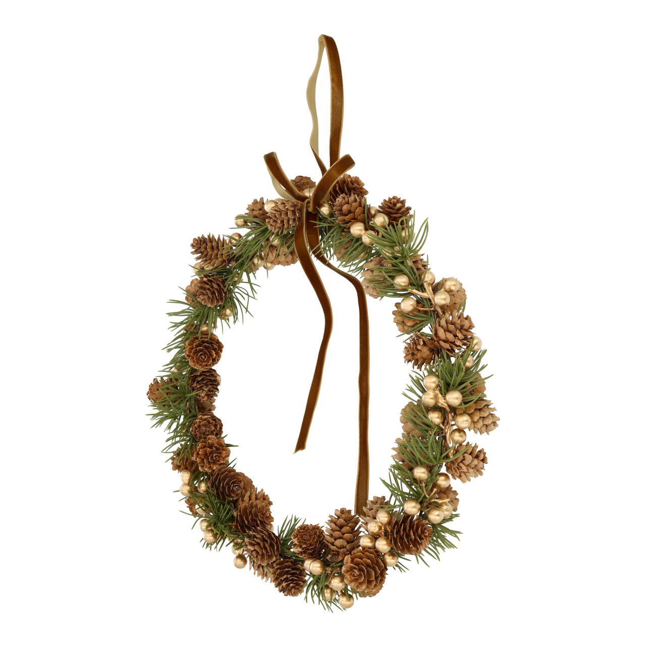 Hangkrans met kegels van natuurlijk materiaal Bruin (B/H/D) 30x30x5cm Pflanze, Kranz