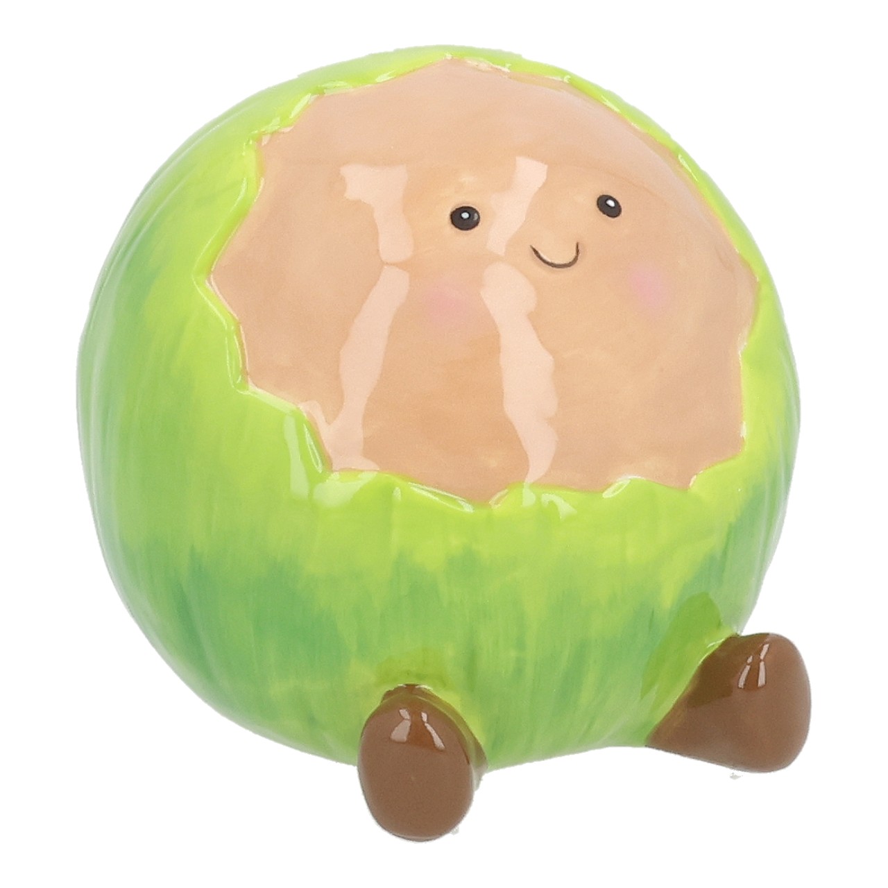 Spardose Avocado aus Keramik Grün (B/H/T) 9x8x9cm Kopfsalatschüssel?, Glücksfigur?, Kugel-Form, Lustige Frucht, Spielzeugfigur