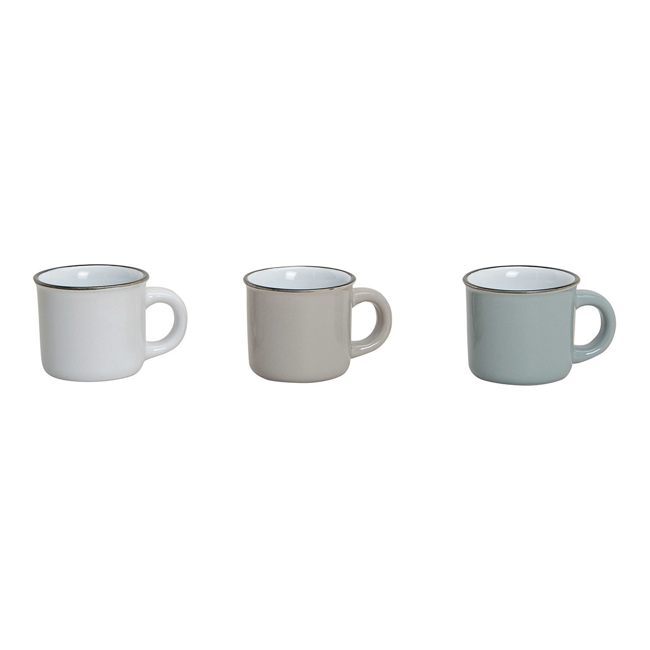 Espressotasse in weiß/braun/grau aus Keramik, 3-fach sortiert, 5 cm, 50ml Kaffeebecher, Becher, Tassen-Set, Mehrfarbig, Keramik