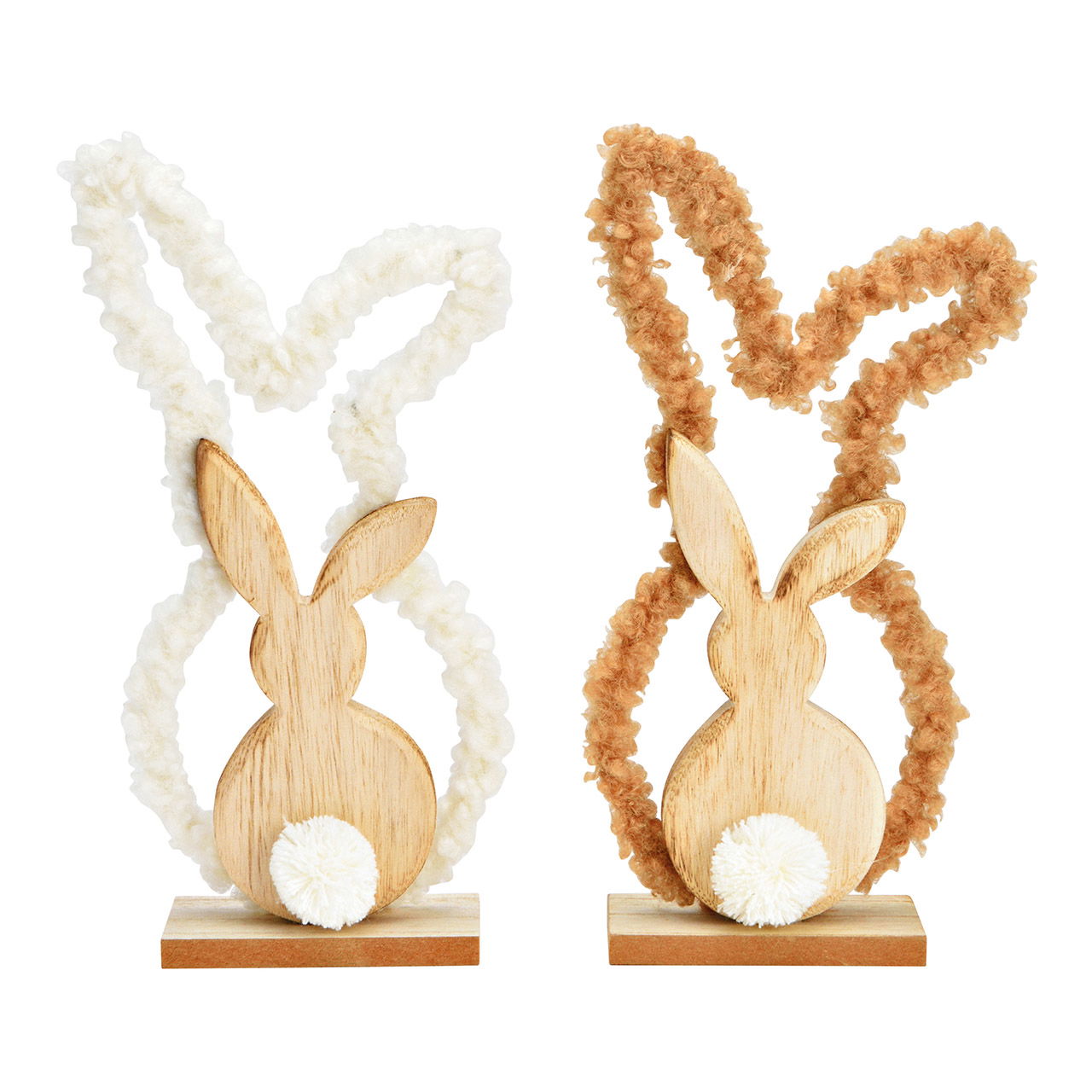 Présentoir lapin en bois, textile blanc, marron 2 fois, (L/H/P) 11x24x5cm