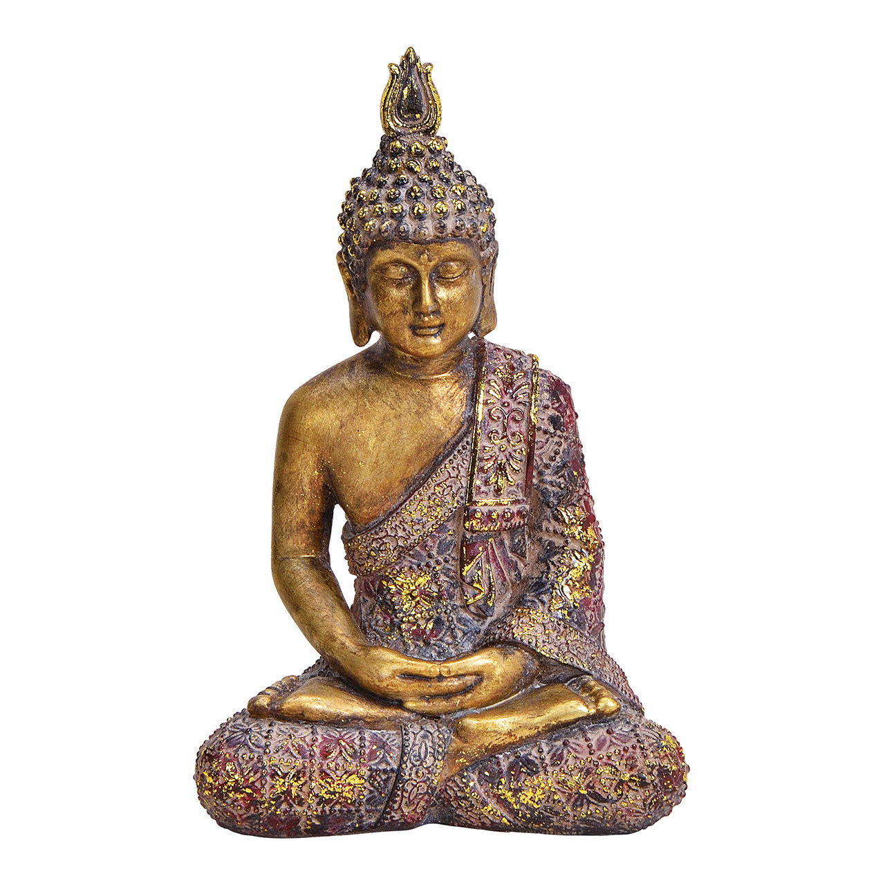 Bouddha en poly multicolore, paillettes or (L/H/P) 13x20x8cm