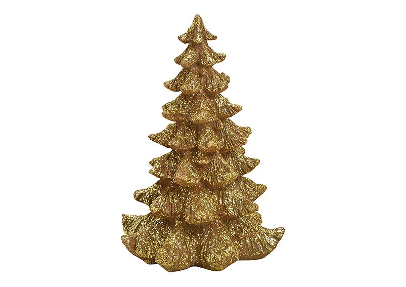 Albero di Natale in poli oro (L/H/D) 14x21x14cm