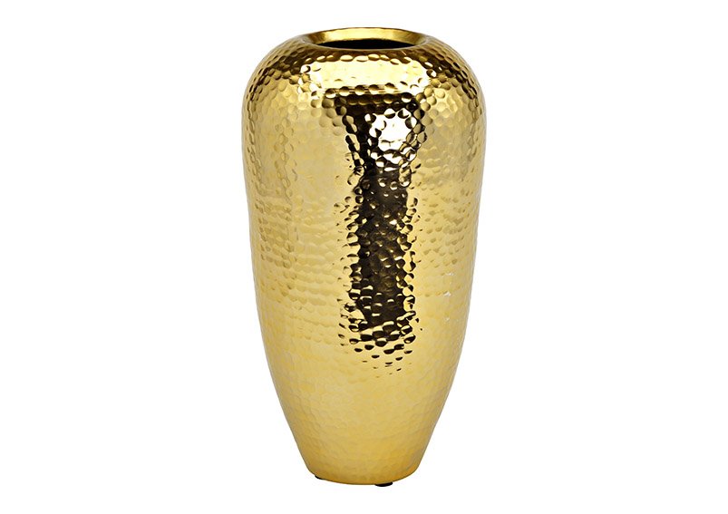 Jarrón de metal dorado (c/h/d) 18x36x18cm