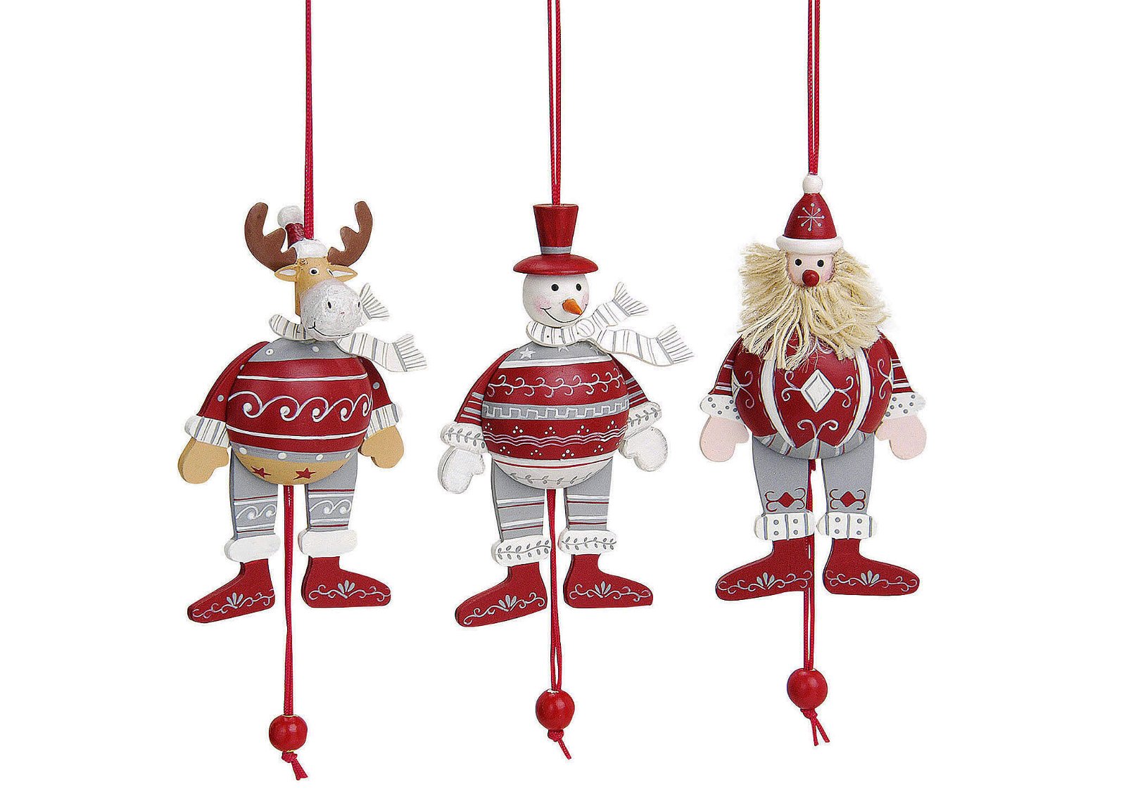Weihnachts-Hampelmann-Figuren aus Holz 3-fach sortiert (B/H/T) 9x15x2.5 cm