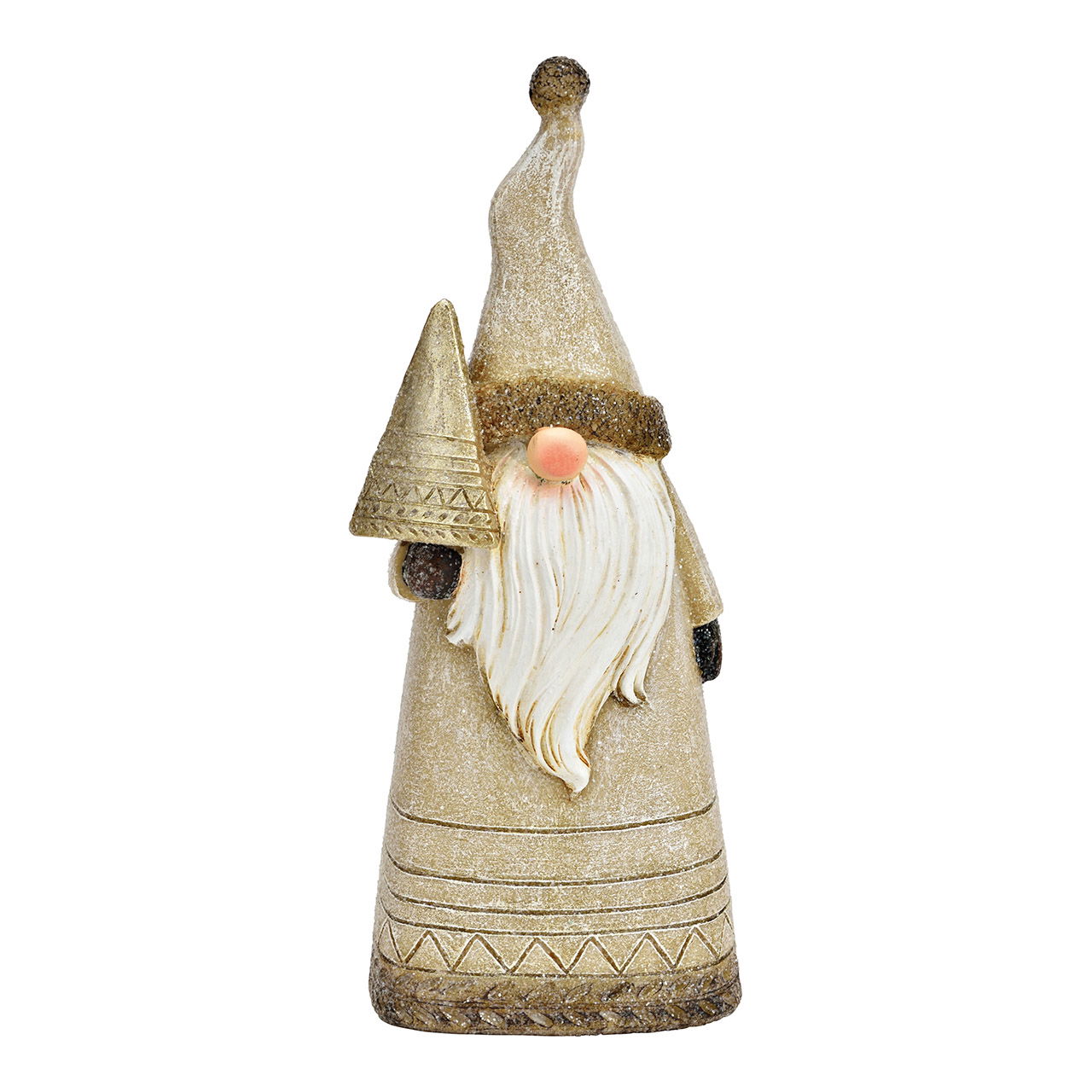 Kerstman met glitter van poly champagne (B/H/D) 8x20x6cm