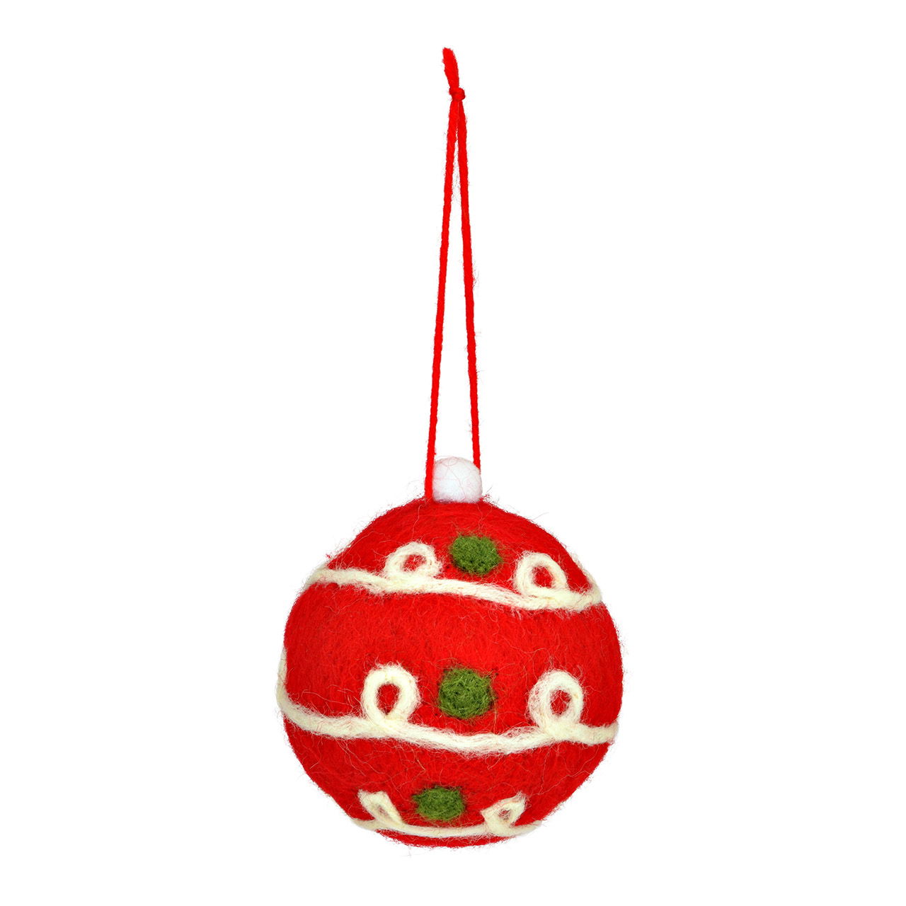 Felt Christmas bauble hanger, red (W/H/D) 7x8x7cm Ø7cm