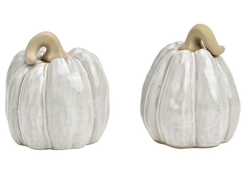 Pumpkin made of ceramic white 2-fold, (W/H/D) 10x12x10cm