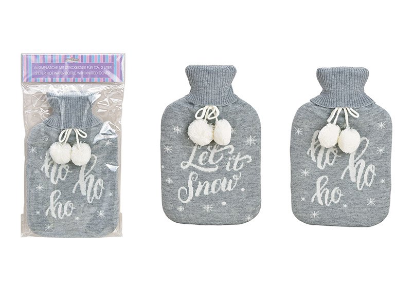 Hot water bottle 2l, hohoho, let it snow plastic knitted cover gray 2-fold, (w / h / d) 20x33x4cm