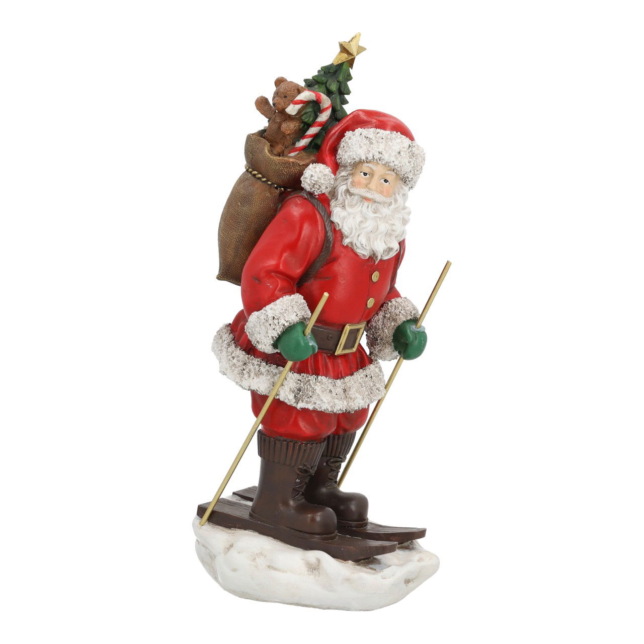 Santa Claus on skis made of poly colorful (W/H/D) 14x30x11cm Figur, Person, Nussknacker