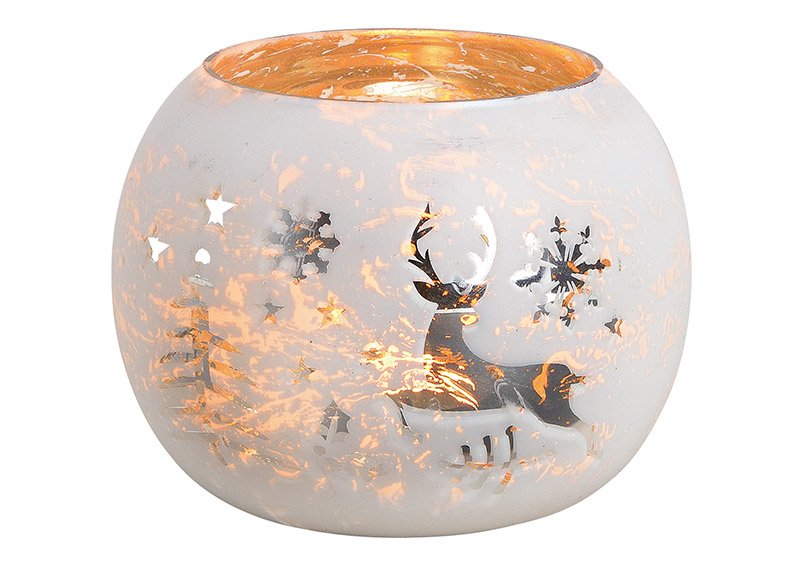 Lanterna di vetro decorazione natalizia bianca (w/h/d) 12x9x12cm