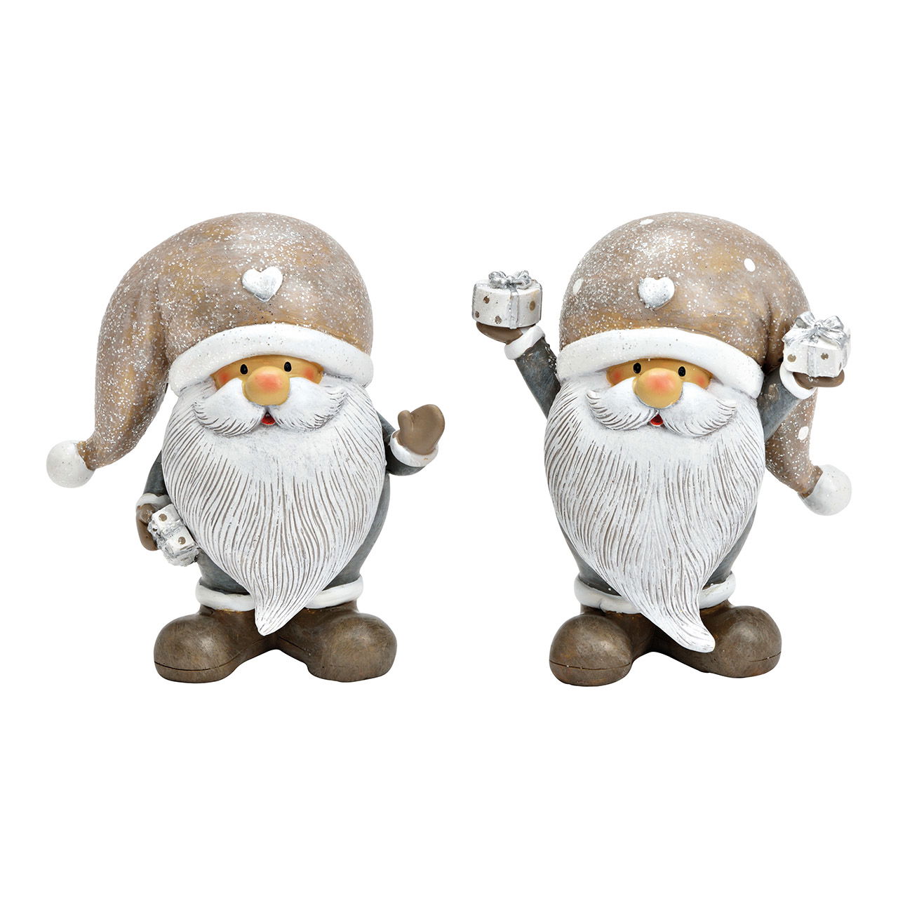 Babbo Natale in polietilene grigio 2 pieghe, (L/H/D) 13x15x6cm Figur, Spielzeug, Draußen, Natur