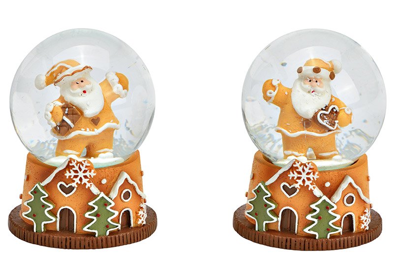 Globo di neve Babbo Natale in polietilene marrone 2 pieghe, (L/A/D) 5x6x5cm