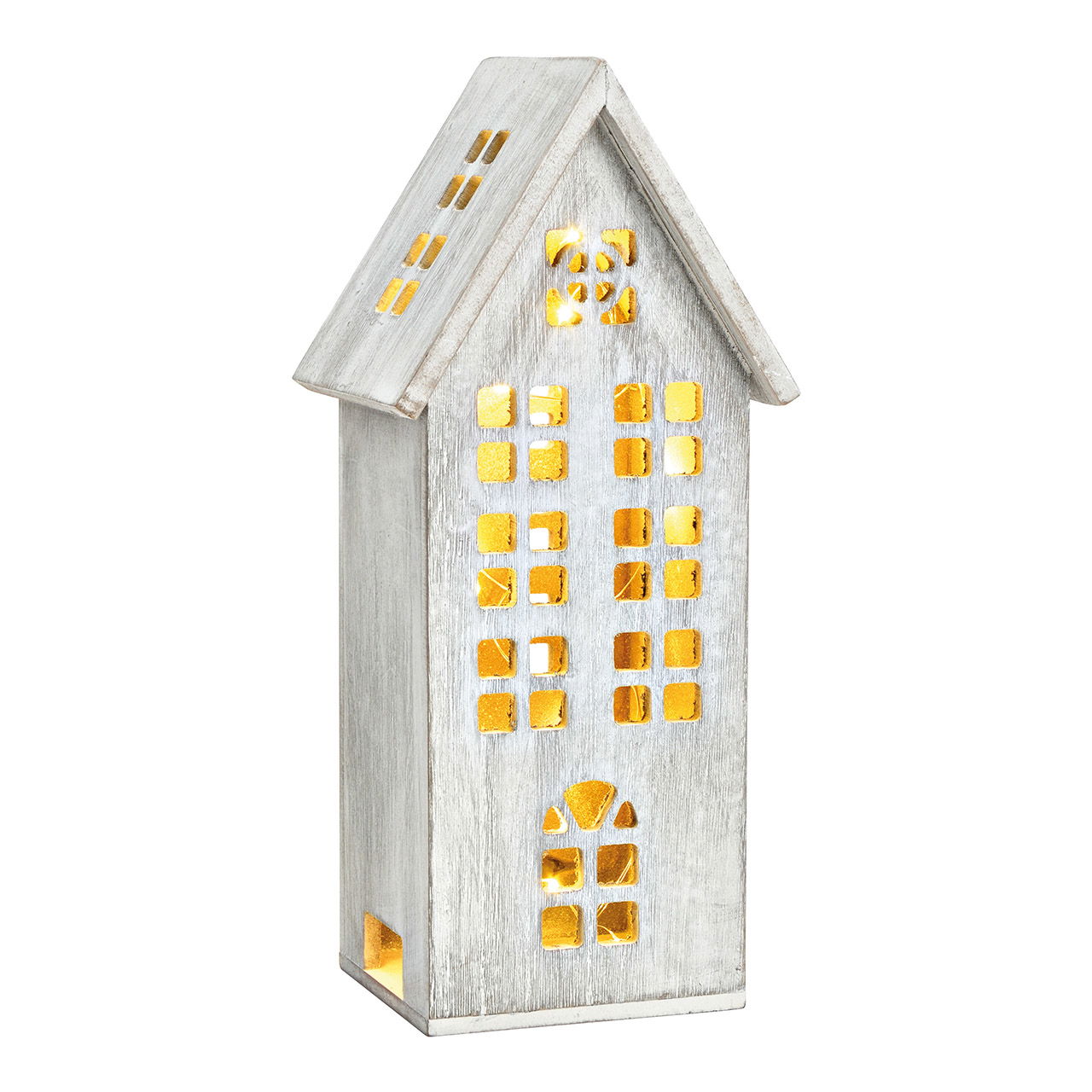 Lichthaus aus Holz, Grau (B/H/T) 14x31x12cm Lichthaus aus Holz, Grau (B/H/T) 14x31x12cm