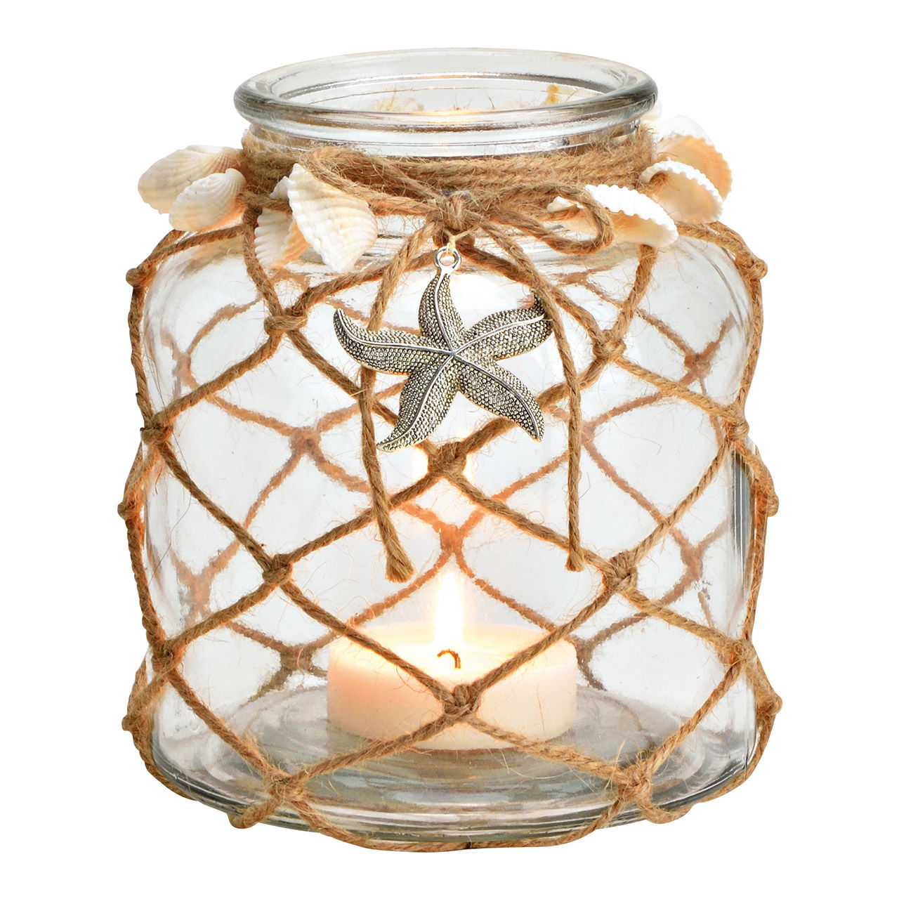 Windlicht Maritim Dekor aus Glas Transparent (B/H/T) 14x16x14cm Windlicht Maritim Dekor aus Glas Transparent (B/H/T) 14x16x14cm