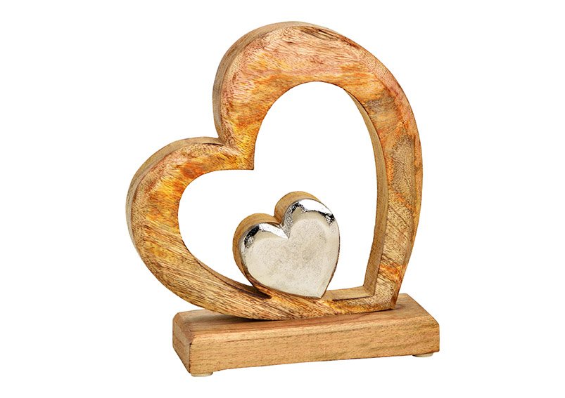 Représentant Cœur en bois de manguier, métal brun (L/H/P) 18x20x6cm