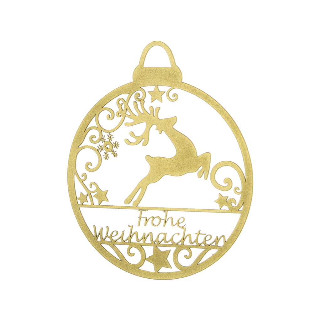 Aufhänger Hirsch springend, Metall, 8cm, 1 Stck, gold, @ Zubehor, Gold